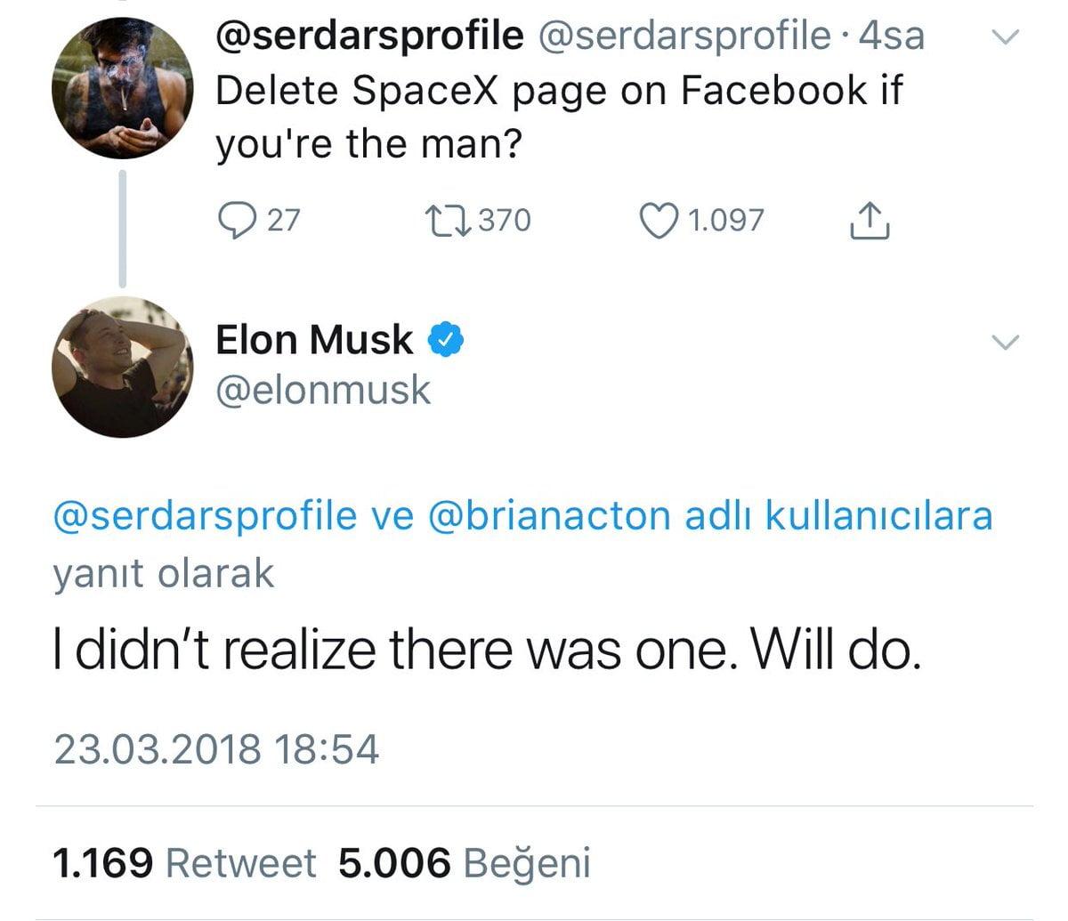 Elon Musk şirketlerinin Facebook sayfalarını sildi