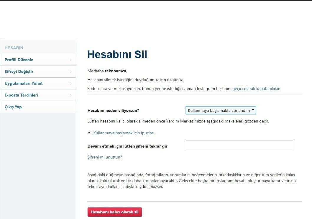 Instagram hesabı silme veya dondurma işlemi nasıl yapılır ?