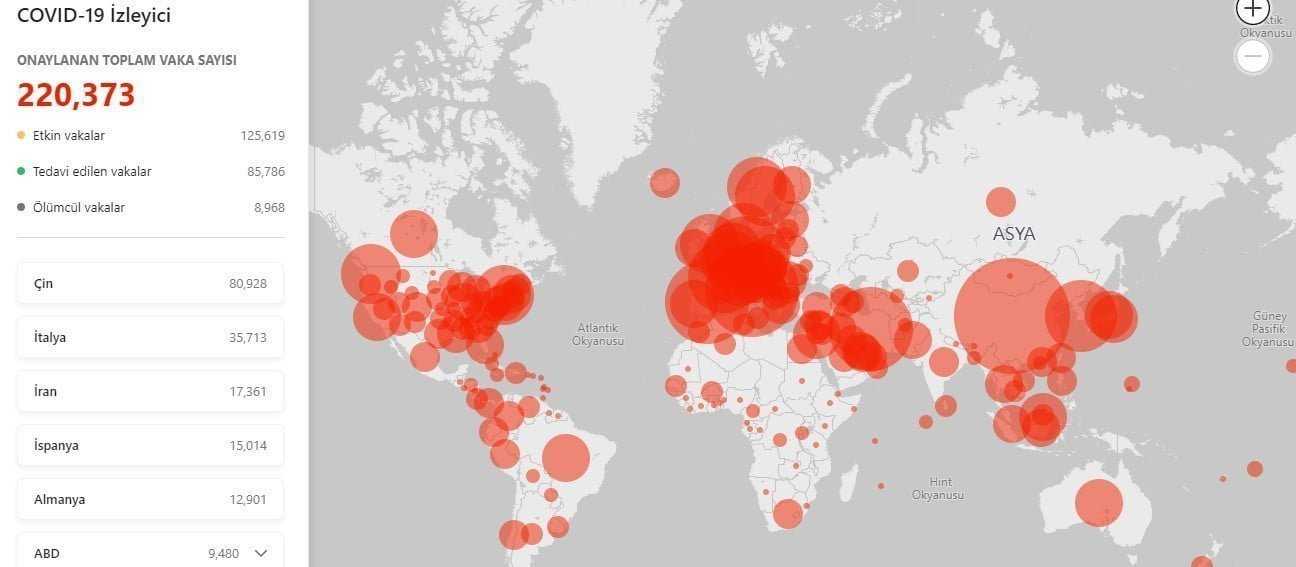 Coronavirus(COVID-19)'u takip edebileceğiniz interaktif haritalar!