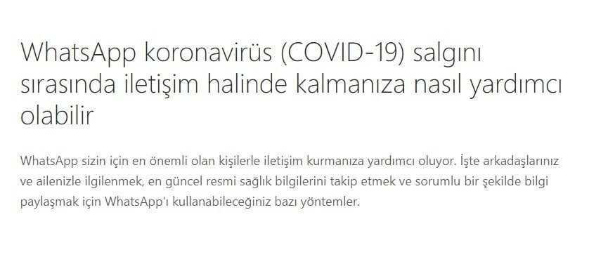 WhatsApp'tan Coronavirus hamlesi!